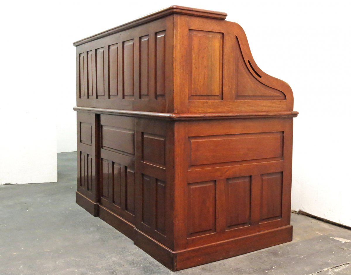 Large Roll-top Walnut Desk With Its Armchair. 1920-photo-6