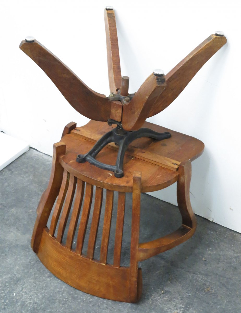Large Roll-top Walnut Desk With Its Armchair. 1920-photo-8