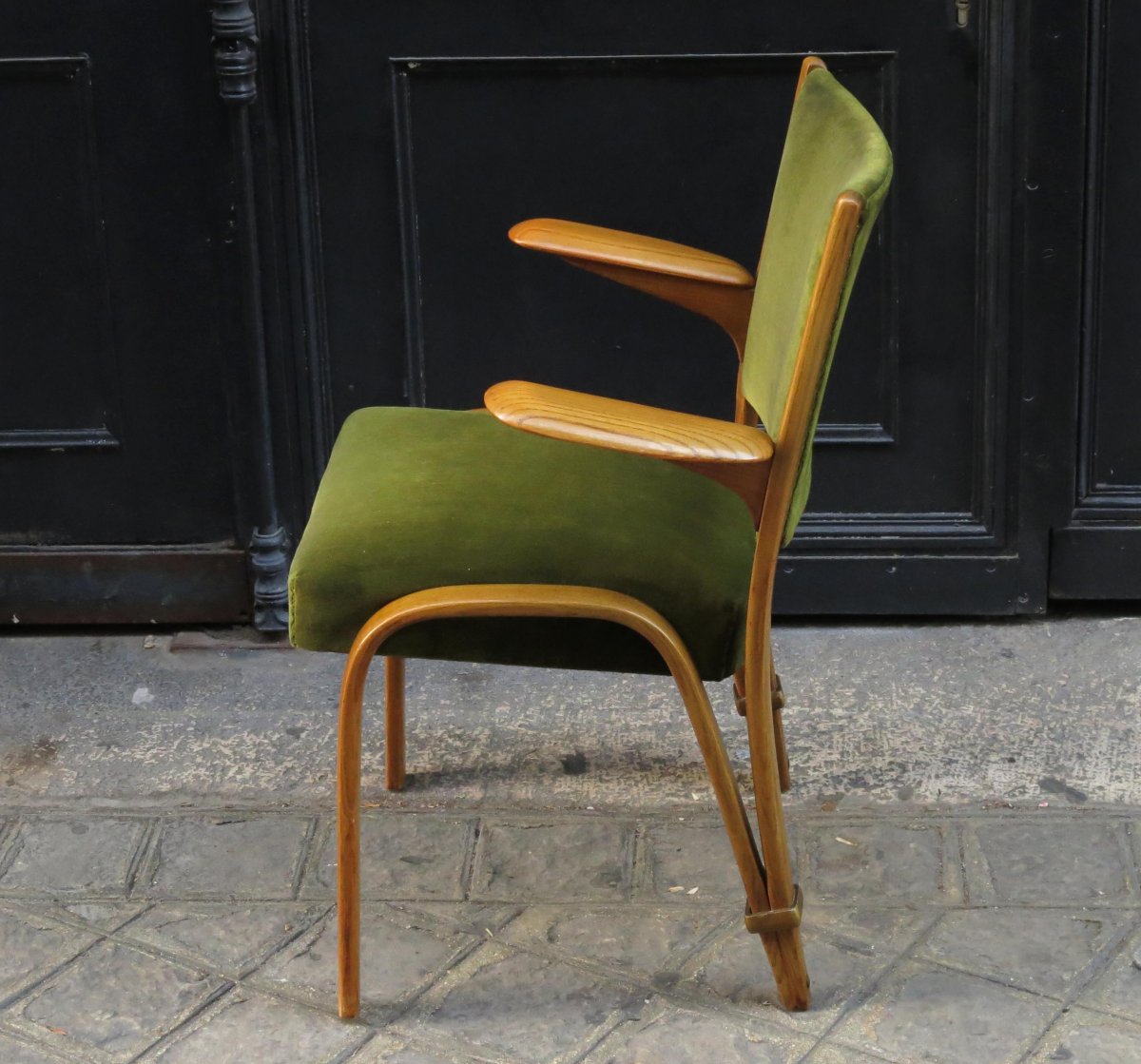 Bent Wood Armchair "bow Wood" Steiner 1950.-photo-3