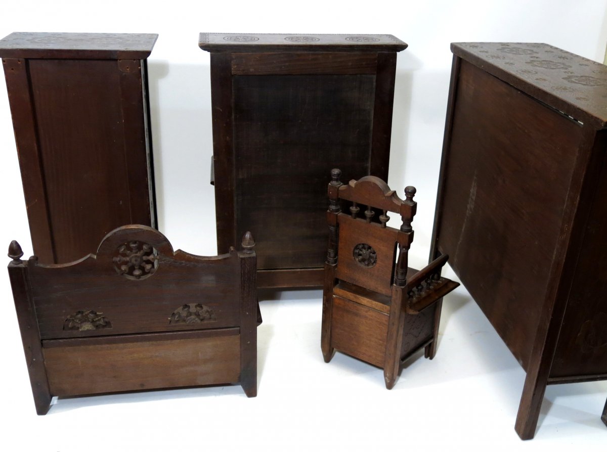 Small Miniature Briton Doll Furnitures. Plozévet, Circa 1930-40.-photo-7