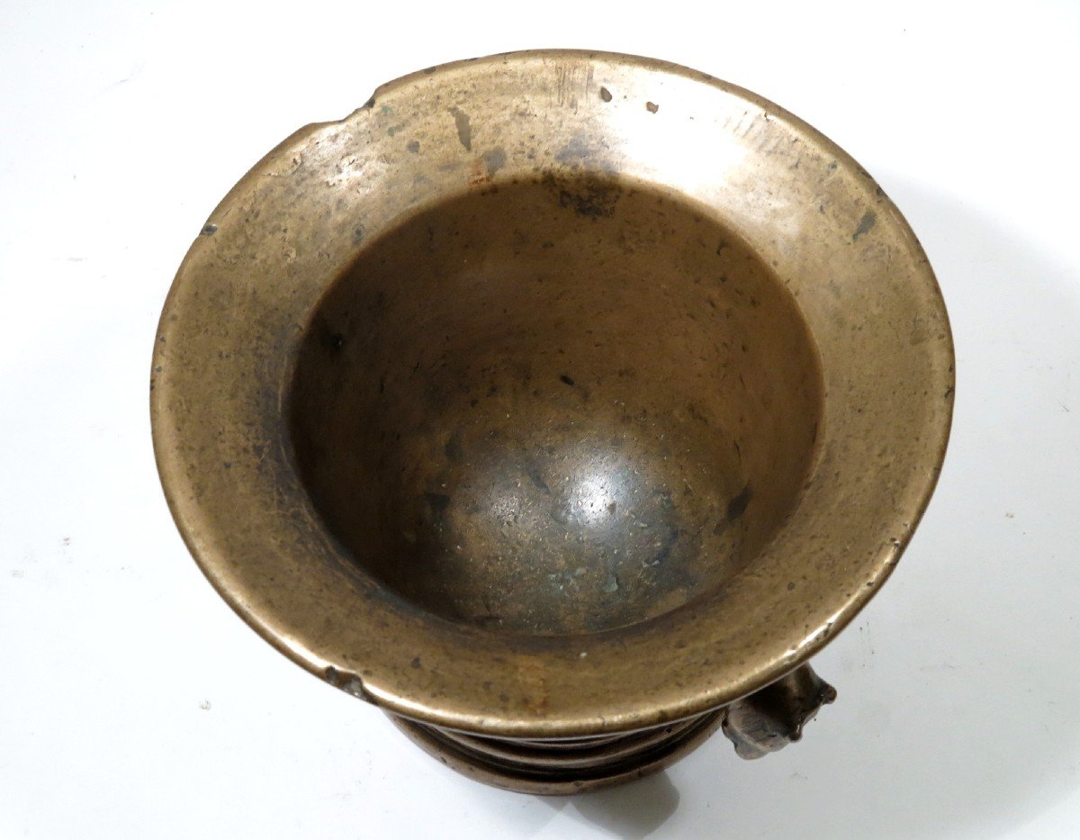 Bronze Mortar, With Horses Handles. Italy C. 1600.-photo-2