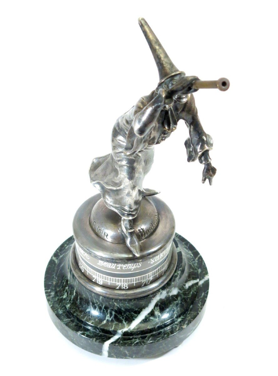 Nostradamus Barometer Of Silvered Bronze.-photo-4
