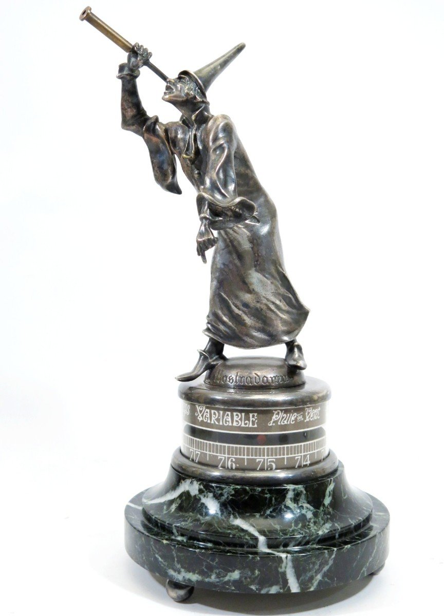 Nostradamus Barometer Of Silvered Bronze.