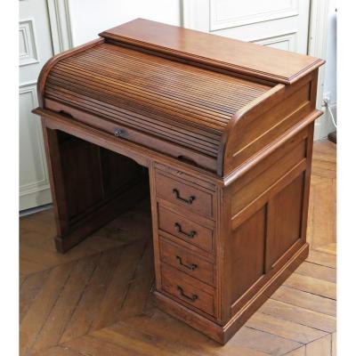 Petit Bureau Américain 1910 En Chêne Ciré