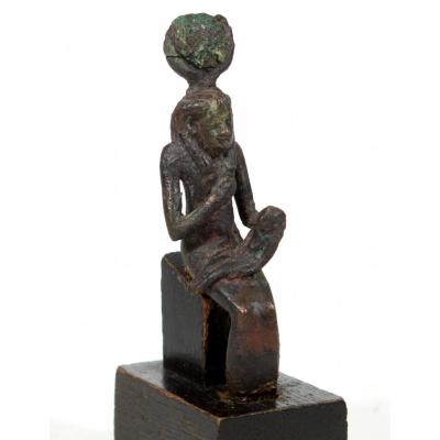 Bronze Statuette Of Isis Lactans. Egypt, XXVIth Dynasty.
