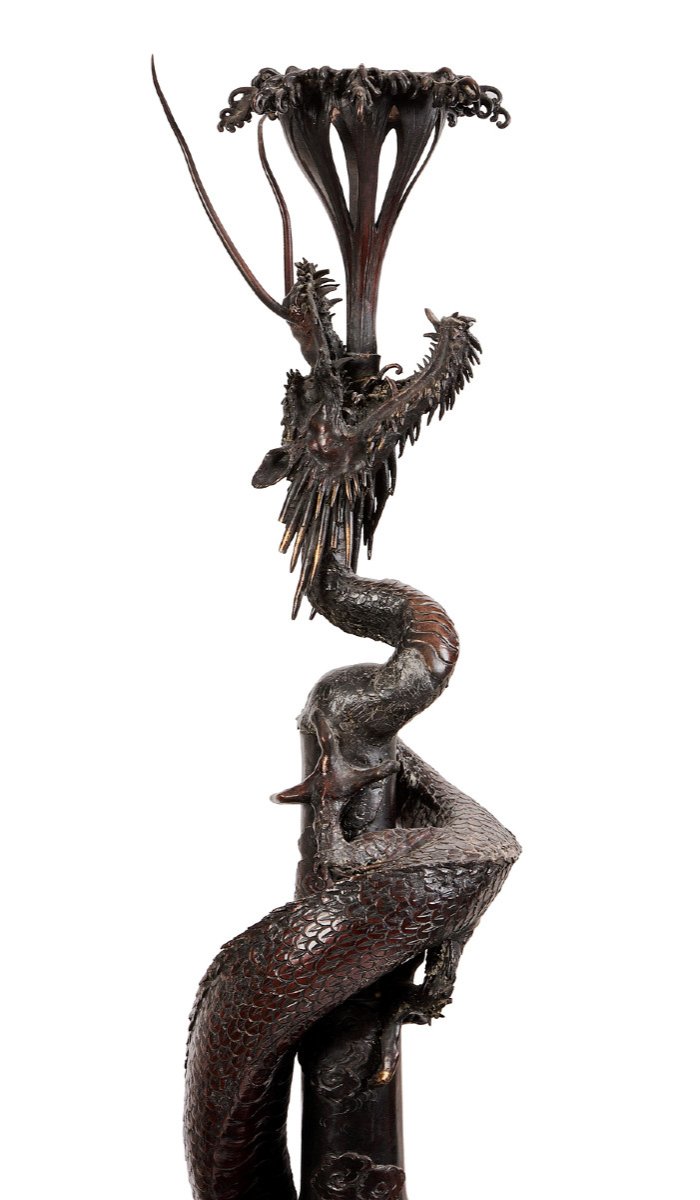 Sculpture Dragon en bronze, Japon 19e siècle-photo-3