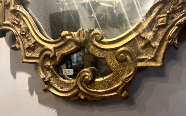Miroir En Bois Doré Gênes Italie XVIII ème Siècle-photo-4