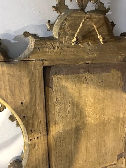 Miroir En Bois Doré Gênes Italie XVIII ème Siècle-photo-1