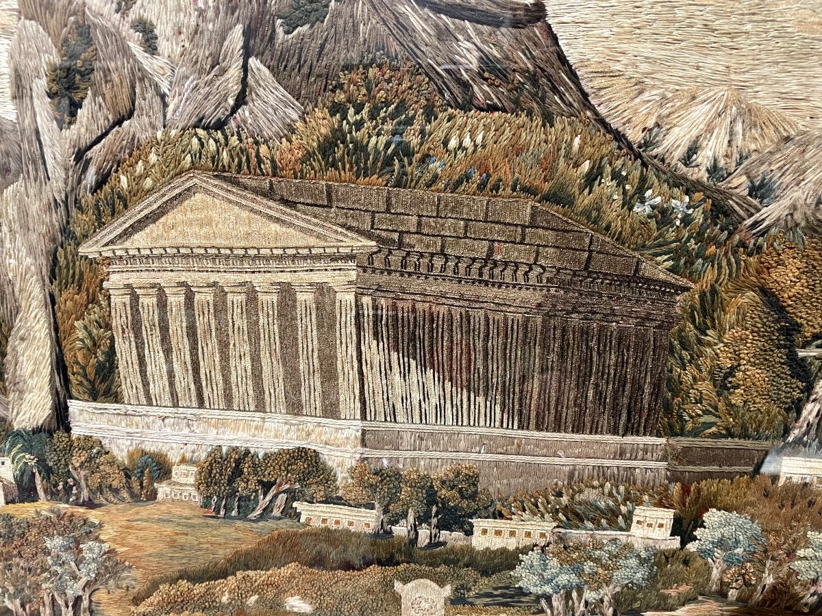 Broderie Représentant Le Temple De Delphe, 1843-photo-3