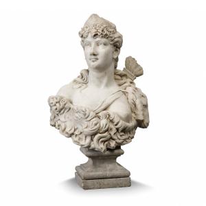 Carrara Marble Bust Representing A Woman In The Antique