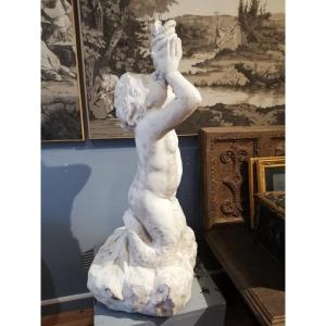 Fountain Element In Carrara Marble, Italy 19th Century