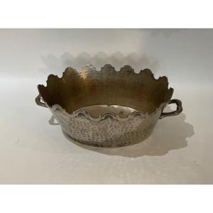 Glass Cooler In Hammered Silver Metal Early Twentieth