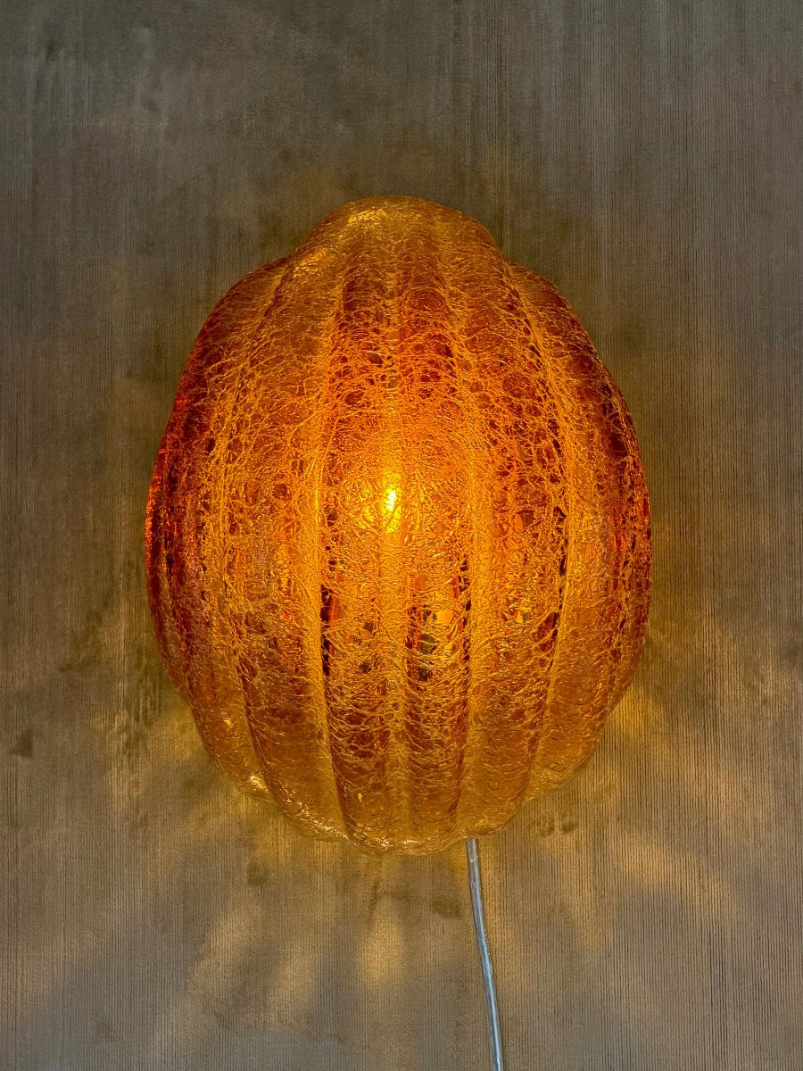 Paire d'appliques en verre de Murano ambré, années 40-photo-1