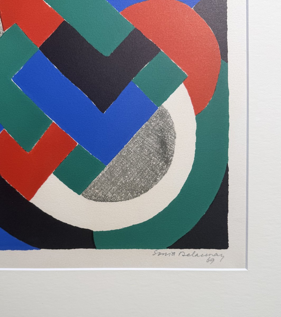 Sonia Delaunay, "composition Pour XXe Siècle" , Color Lithograph-photo-2