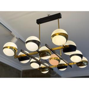 Stilnovo (milan), Suspension Composed Of 12 Frosted Glass Globes