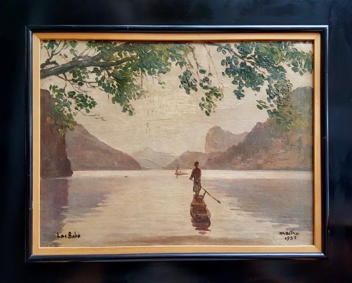  Ba Be Lake- Oil On Canvas Signed Mai Thu And Dated 1935 - Vietnam - Indochina