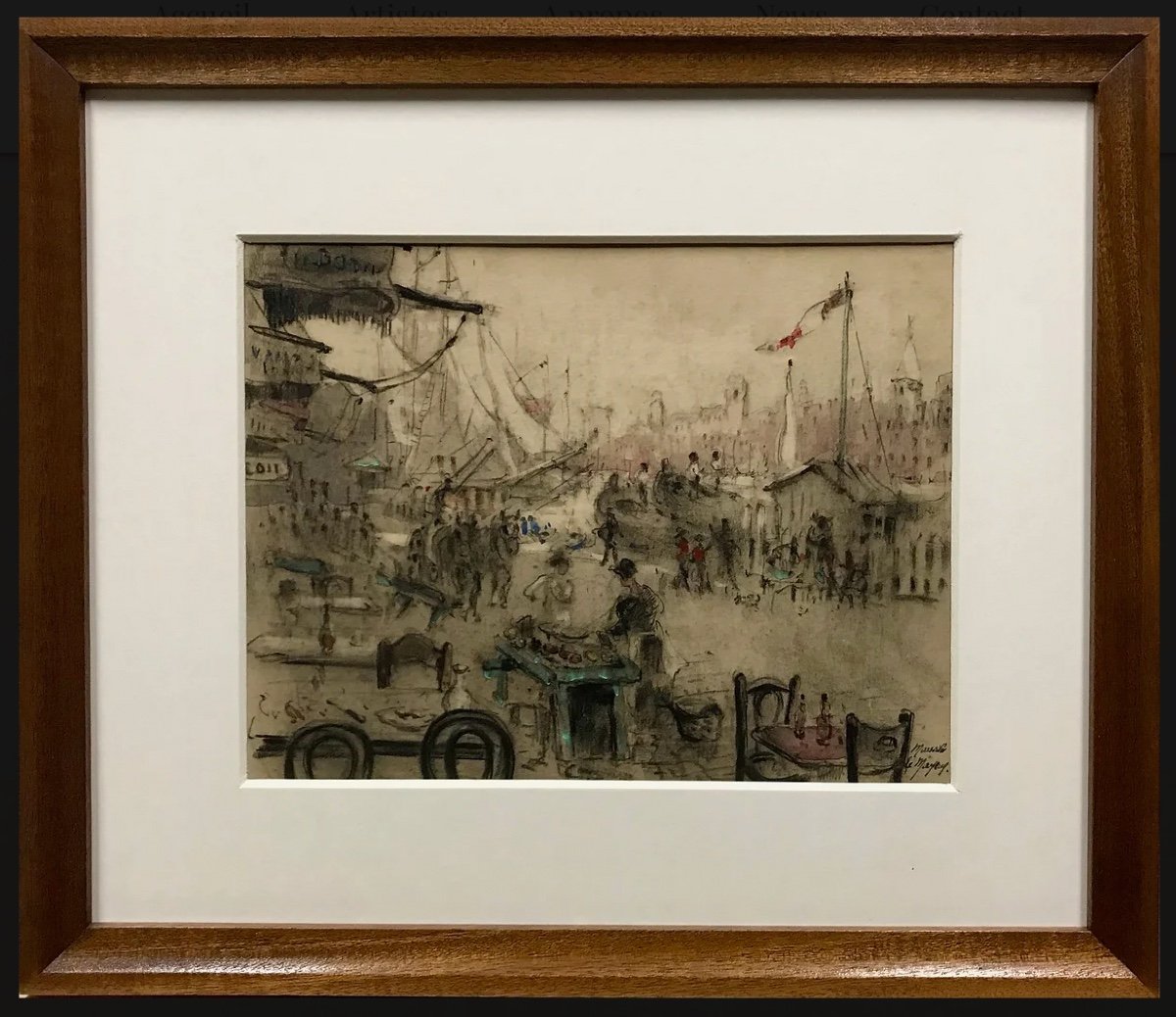 Port Of Marseille - Adrien Jean Le Mayeur De Merprès - Watercolor And Charcoal On Paper