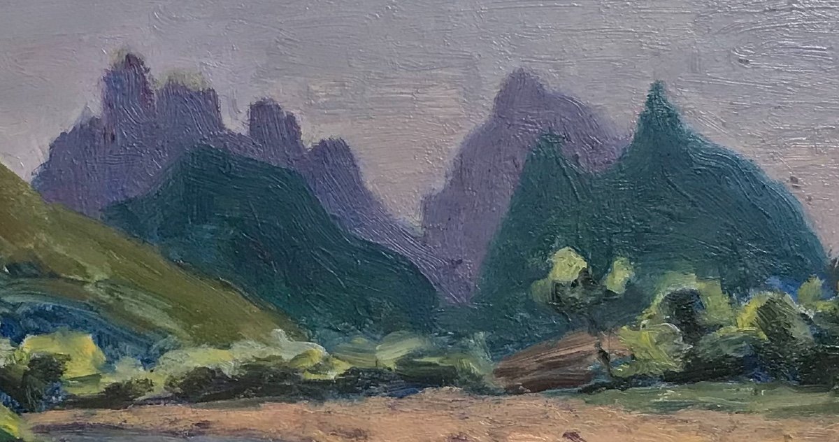 La Rivière De Tautira (tahiti) - Paul Mascart - Oil On Cardboard Signed On The Back, 1929-photo-2