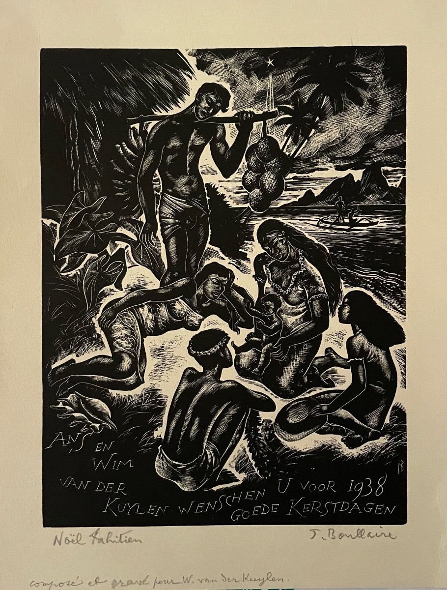 Jacques Boullaire (1893-1976) Noel Tahitien Etching, Signed Lower Right And Titled-photo-3