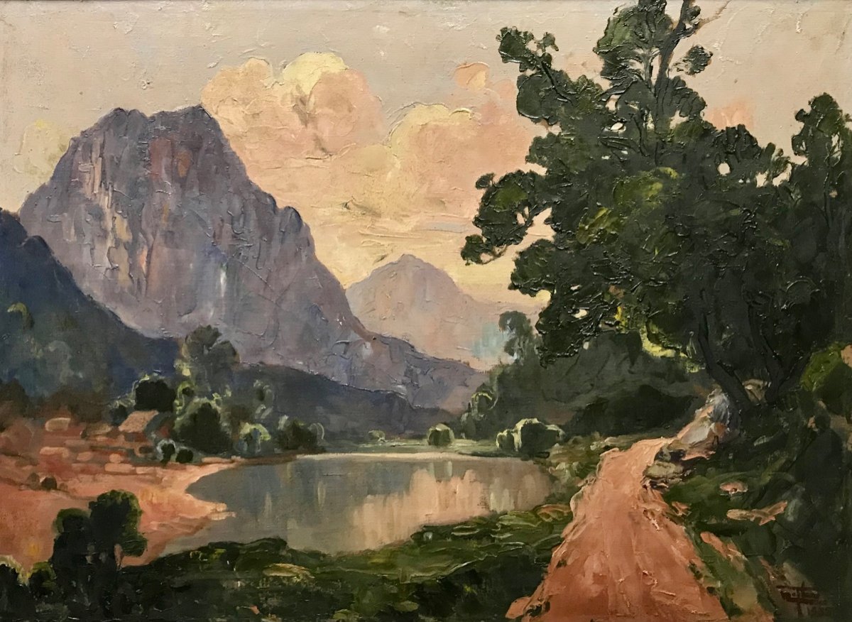 Landscape Of Tonkin -nguyễn (?) Mai Thu - Oil On Canvas, Signed And Dated - Vietnam