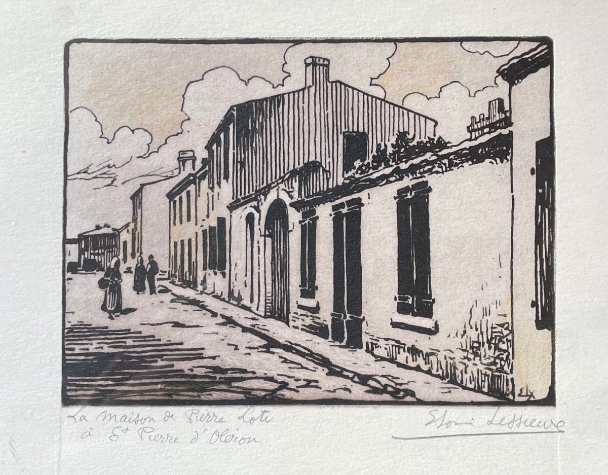Estampes - Ernest Louis Lessieux - La Maison De Pierre Loti à St Pierre  - 15 X 21 Cm - Oléron