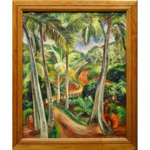 Le Jardin De Nata (native Pastor) - Roland Maxscart - Oil On Canvas - Signed And Dated -