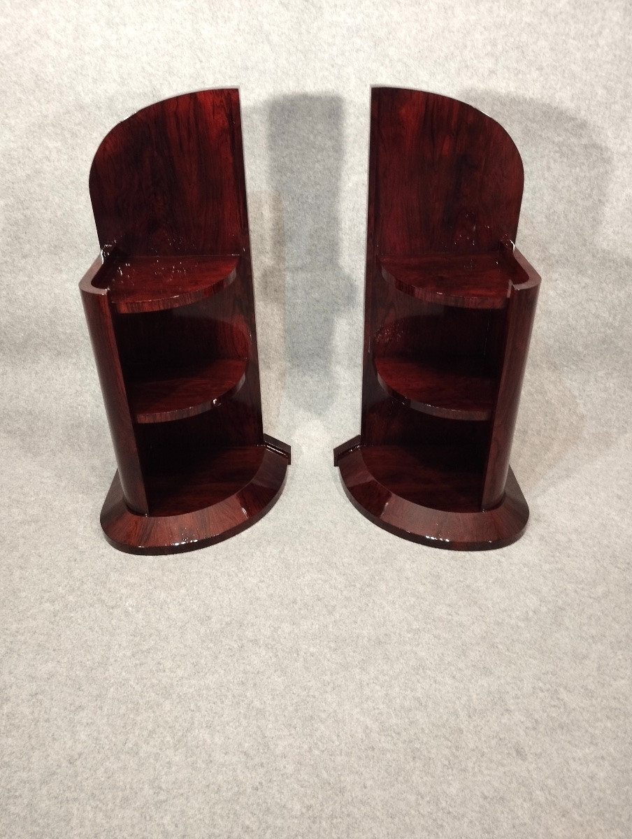 Pair Of Art Deco Bedside Tables / End Tables In Rio Rosewood-photo-2