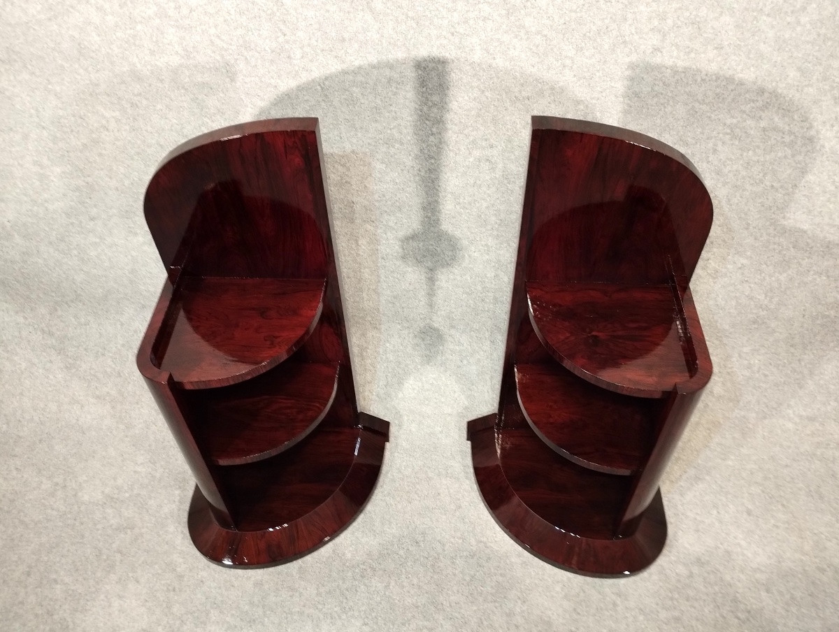 Pair Of Art Deco Bedside Tables / End Tables In Rio Rosewood-photo-2