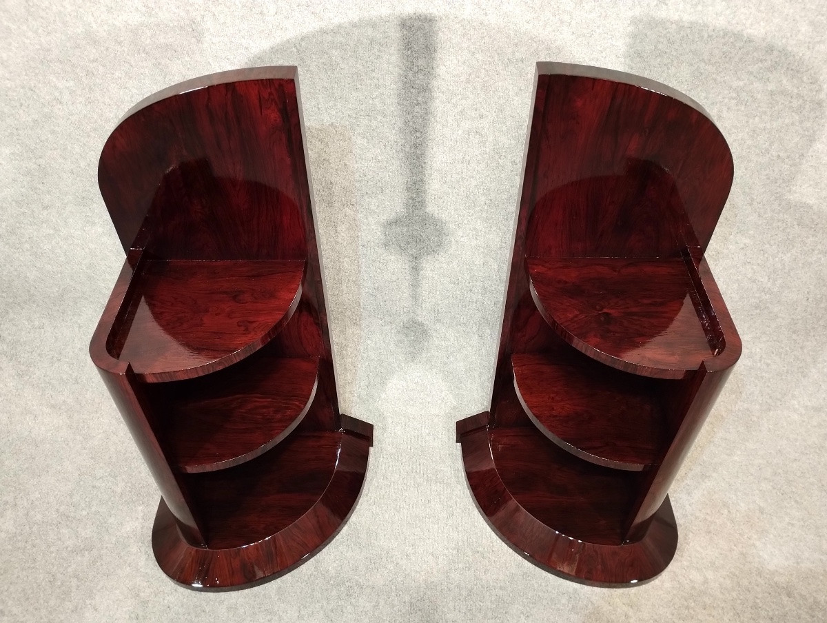Pair Of Art Deco Bedside Tables / End Tables In Rio Rosewood-photo-3