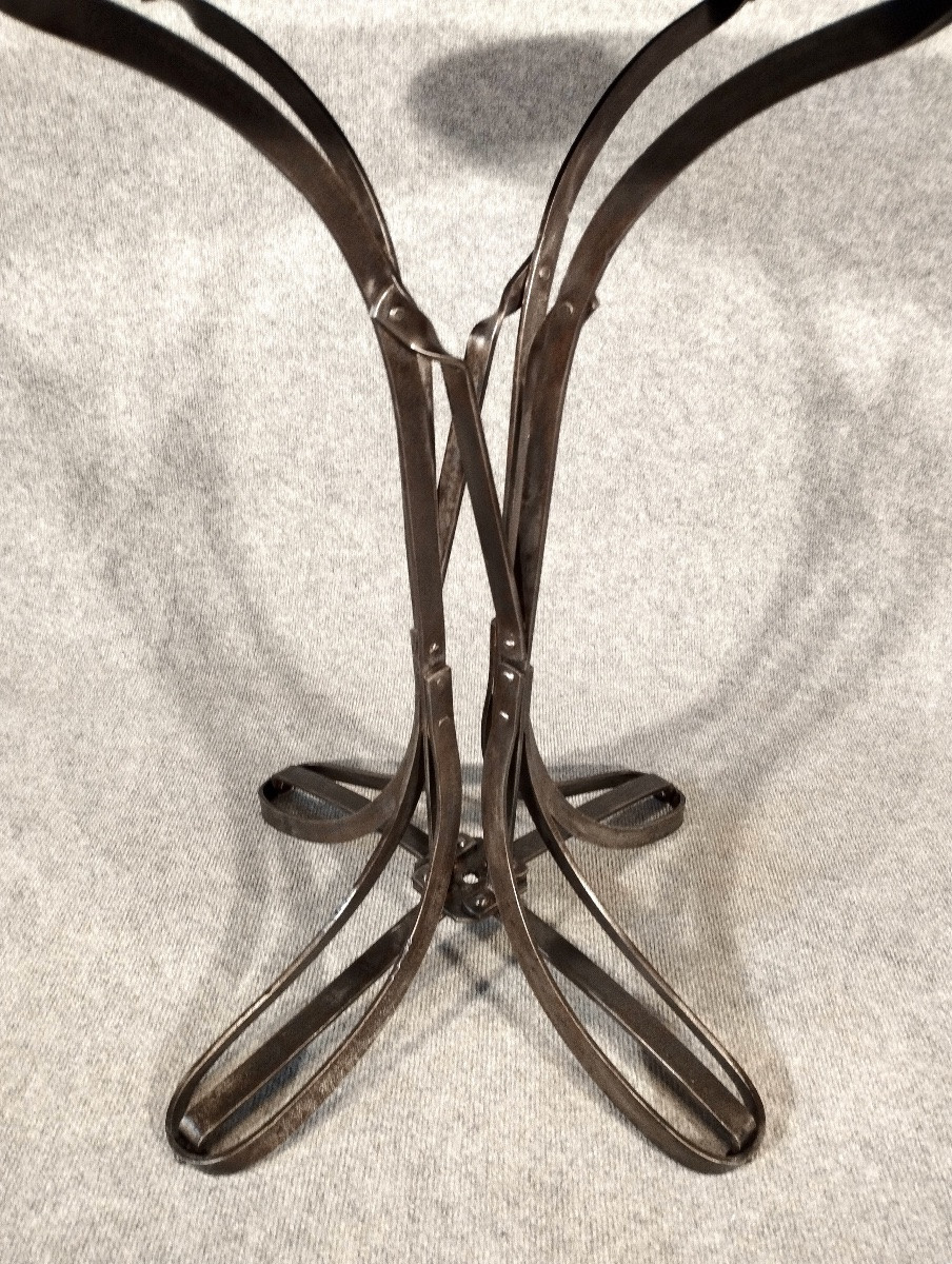 Riveted Wrought Iron Side Table, Industrial Design Circa 1900-photo-4