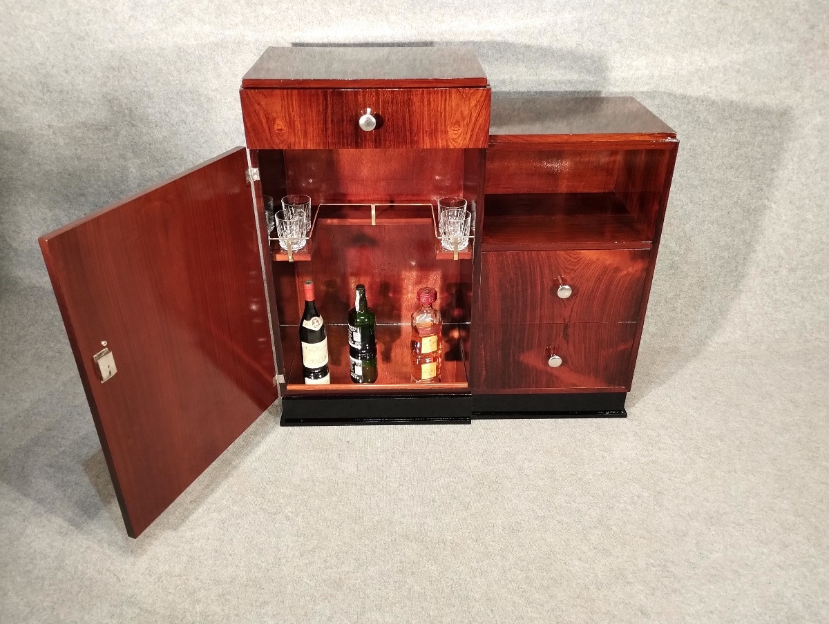 Meuble Bar Art Déco vers 1930 en Palissandre de Rio-photo-4
