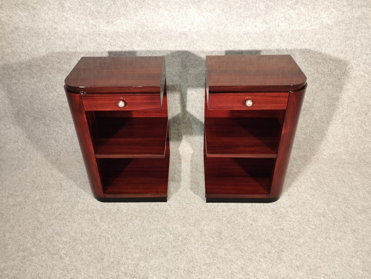 Paire de chevets Art D&eacute;co vers 1930 en Palissandre des Indes-photo-2