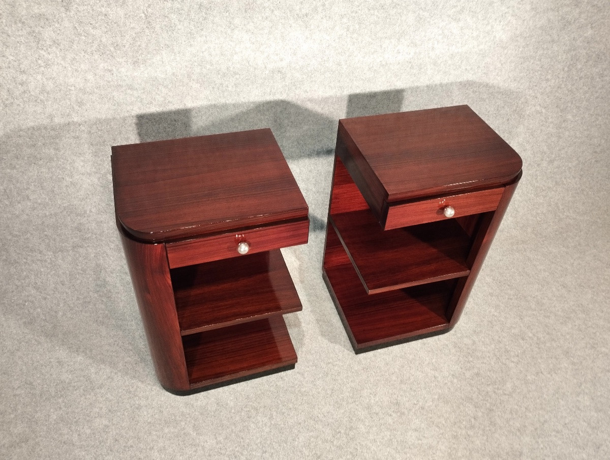 Paire de chevets Art D&eacute;co vers 1930 en Palissandre des Indes-photo-4