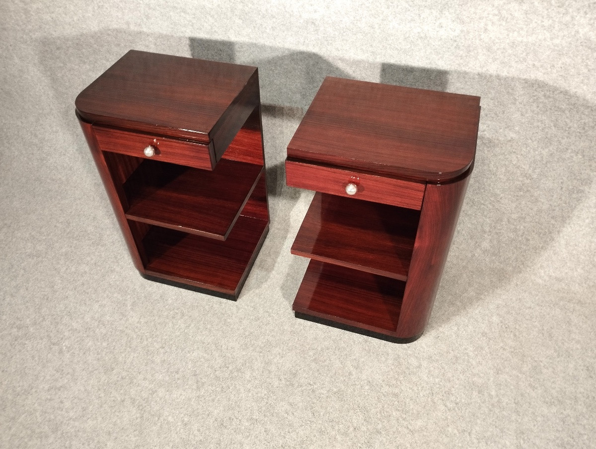Paire de chevets Art D&eacute;co vers 1930 en Palissandre des Indes-photo-1