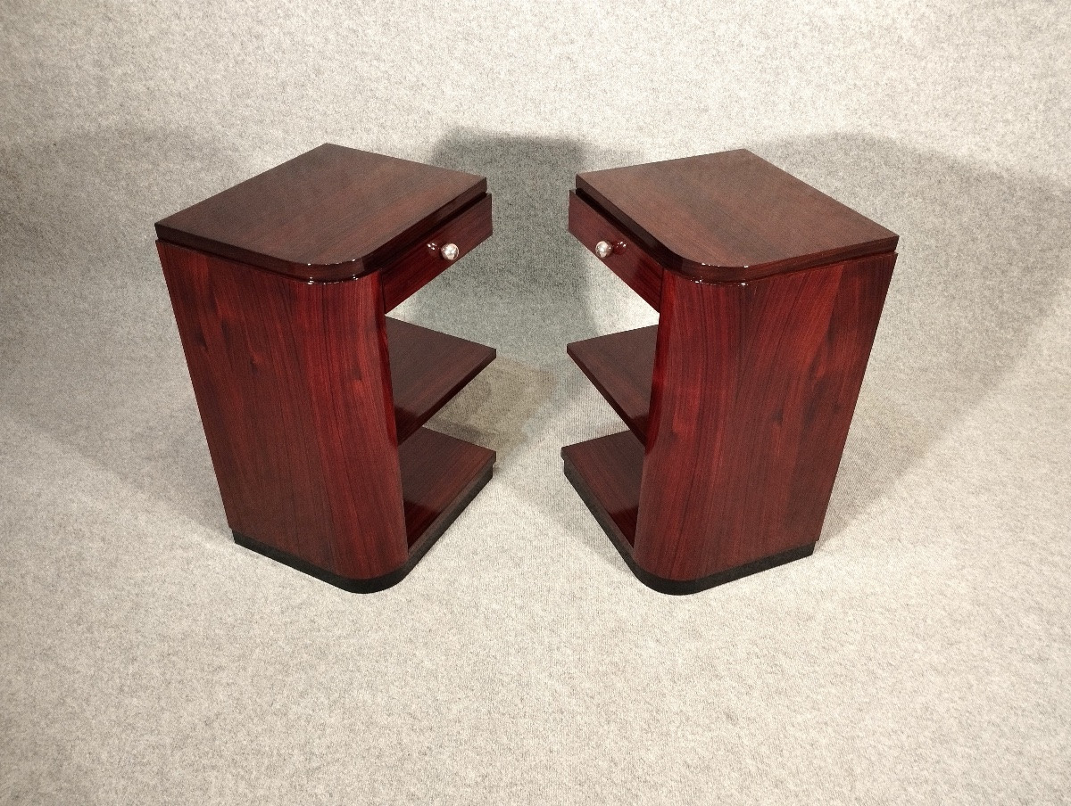 Paire de chevets Art D&eacute;co vers 1930 en Palissandre des Indes-photo-2