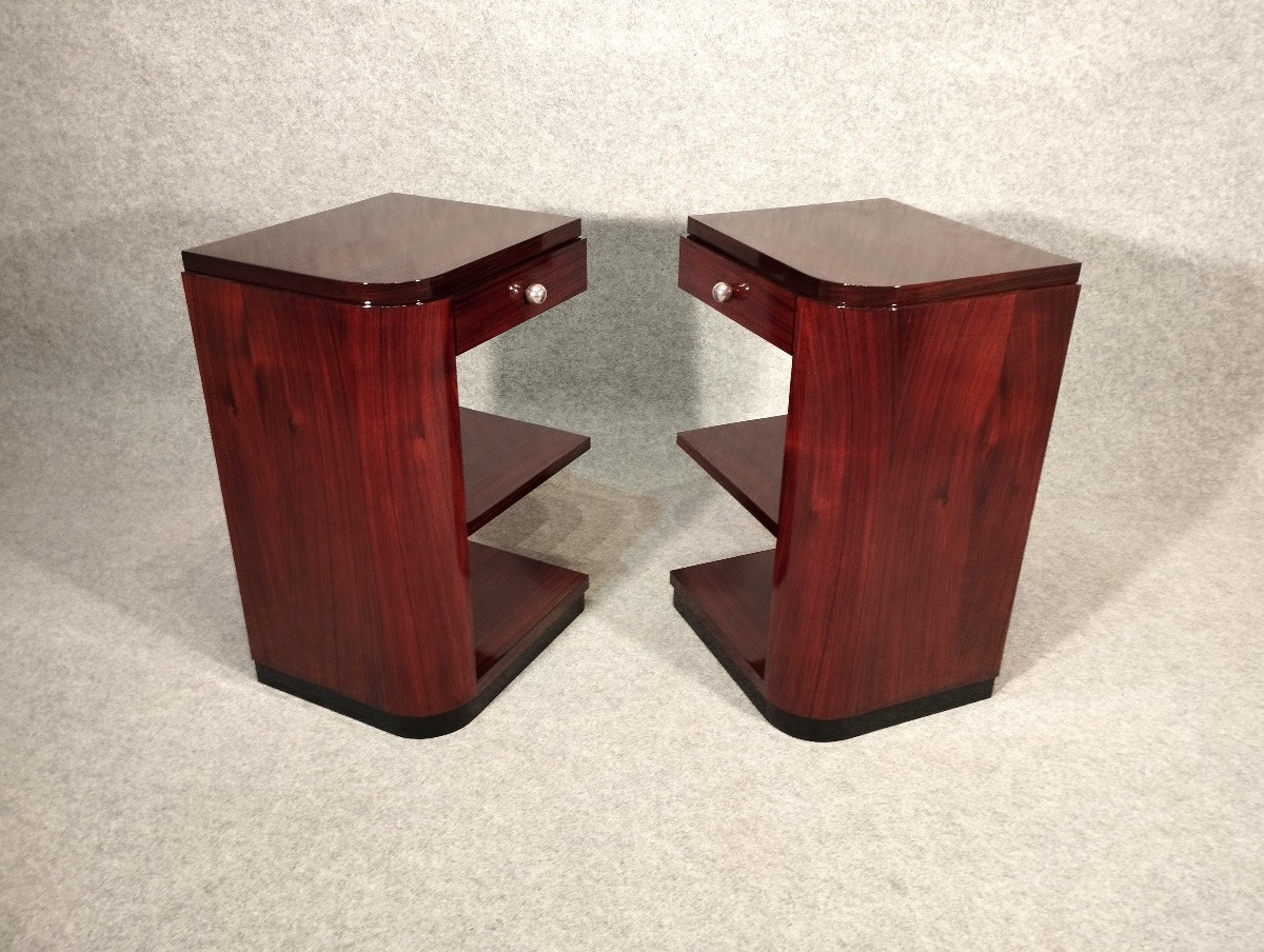 Paire de chevets Art D&eacute;co vers 1930 en Palissandre des Indes-photo-3
