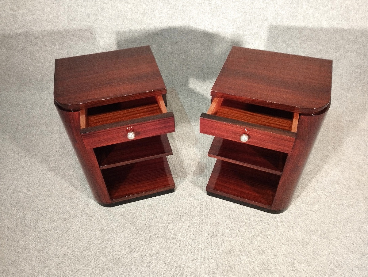 Paire de chevets Art D&eacute;co vers 1930 en Palissandre des Indes-photo-4