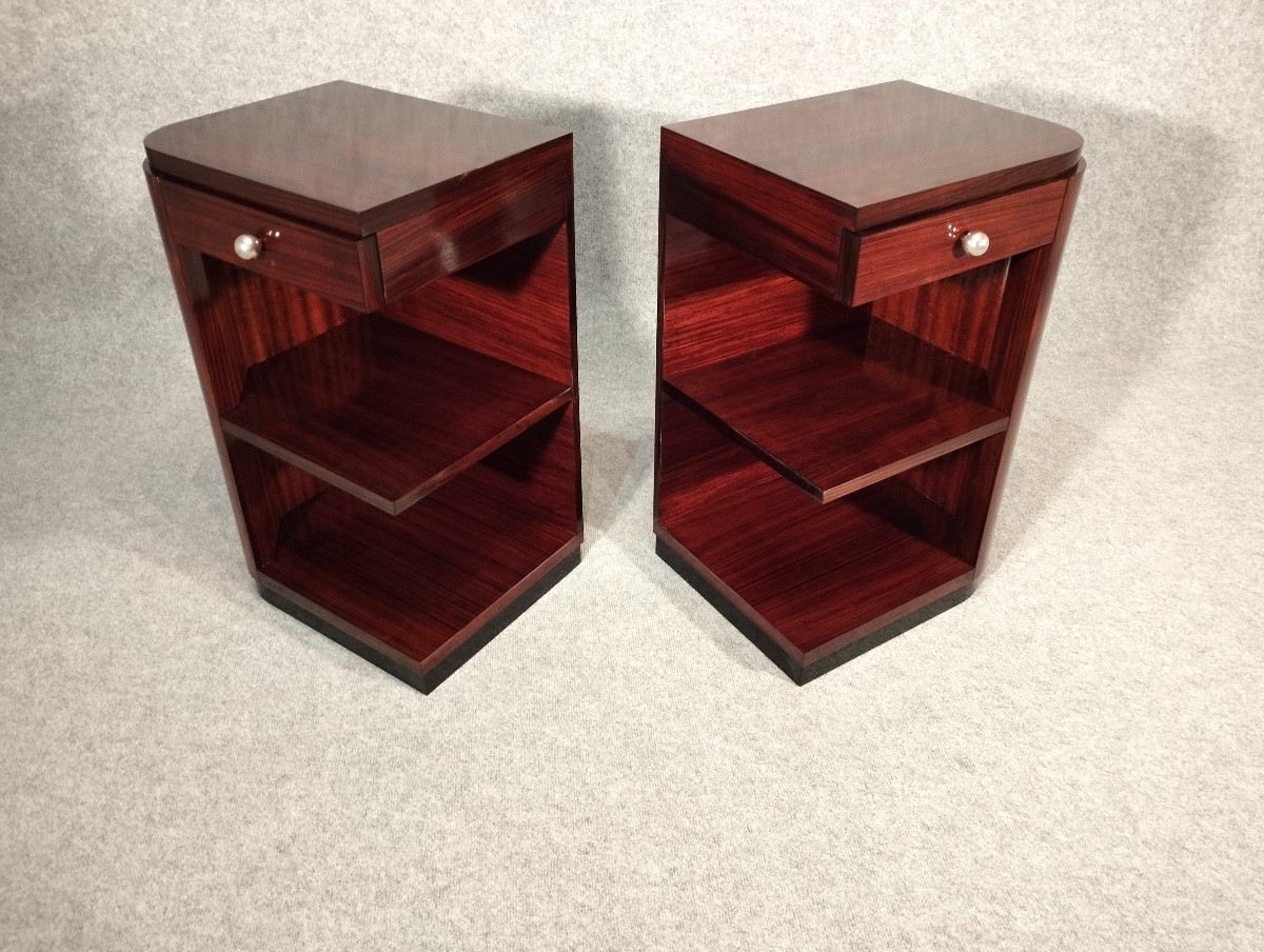 Paire de chevets Art D&eacute;co vers 1930 en Palissandre des Indes-photo-5