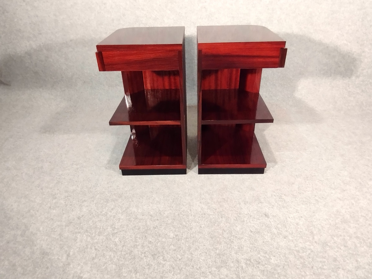 Paire de chevets Art D&eacute;co vers 1930 en Palissandre des Indes-photo-6