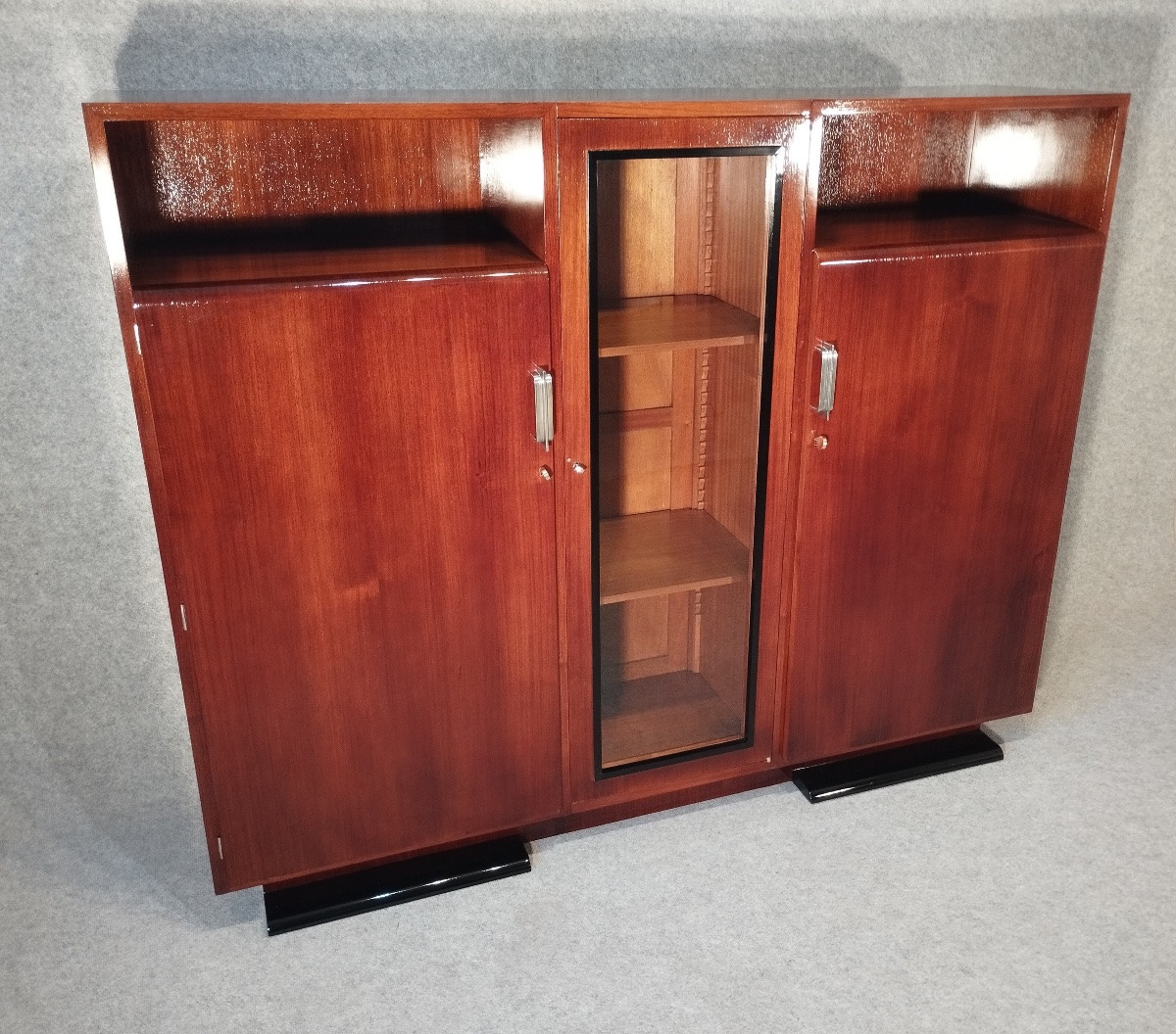 Bibliothèque Art Déco vers 1930 en palissandre des Indes-photo-3