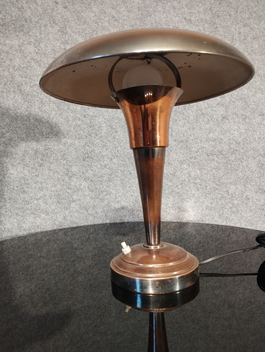 Art Deco Copper-plated Metal Desk Lamp, Circa 1930-photo-4