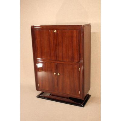 Secretary / Art Deco Bar Around 1930 In Indian Rosewood