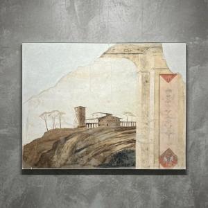 Large Fresco In The Pompeian Style, Italy, Grand Tour Period