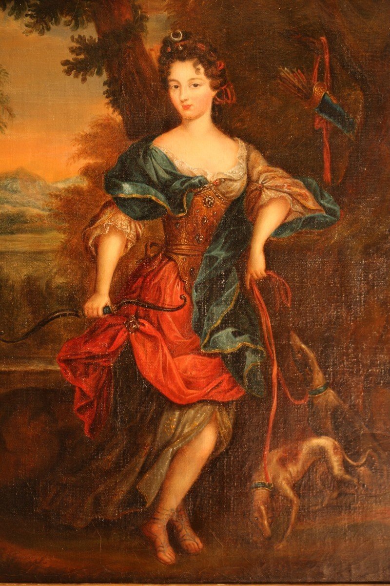 Portrait De Dame En Diane Chasseresse - 1ère Moitié Du XIXème Siècle (1828)-photo-2