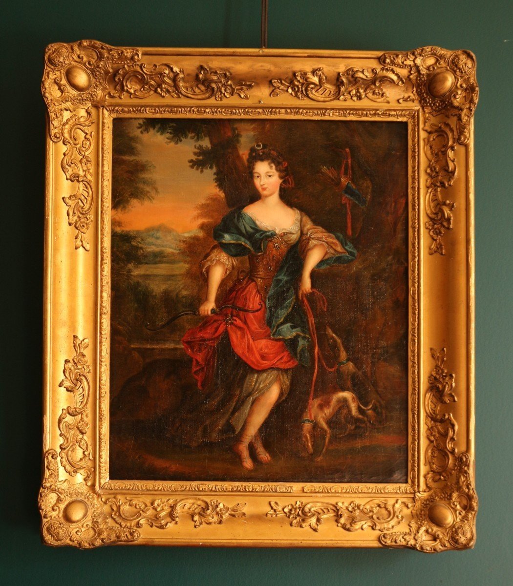 Portrait De Dame En Diane Chasseresse - 1ère Moitié Du XIXème Siècle (1828)-photo-3