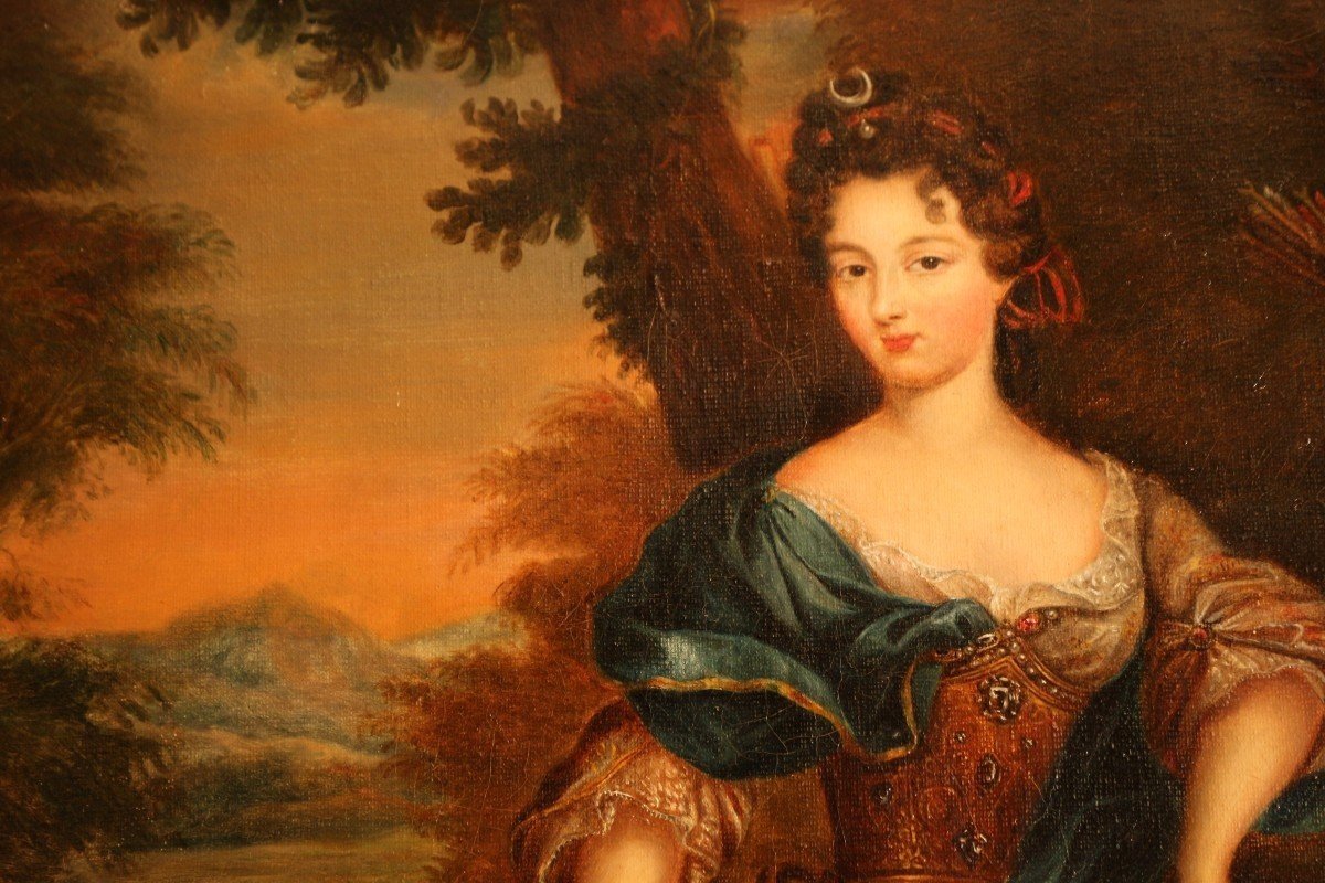 Portrait De Dame En Diane Chasseresse - 1ère Moitié Du XIXème Siècle (1828)-photo-4