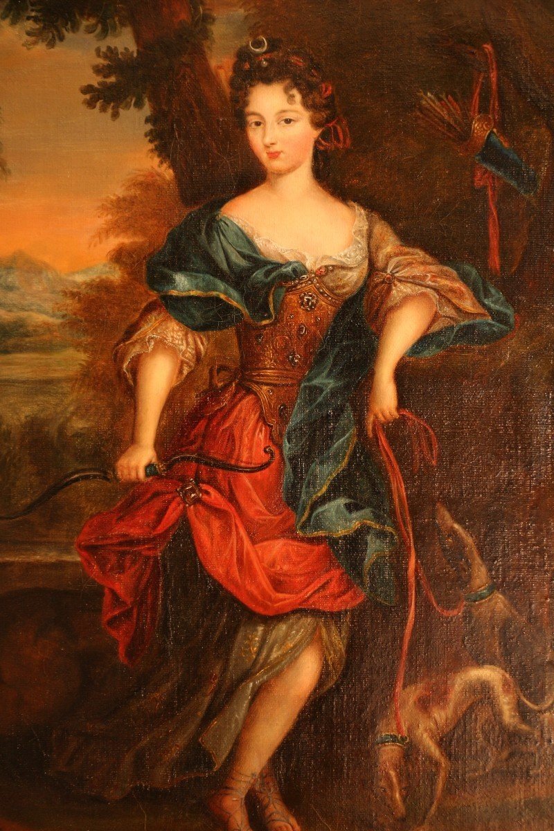 Portrait De Dame En Diane Chasseresse - 1ère Moitié Du XIXème Siècle (1828)-photo-4