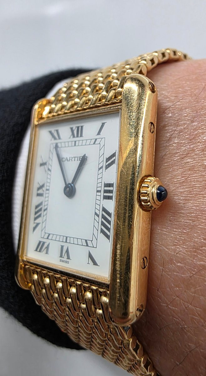 Rare & Iconic: Cartier Tank Louis Cartier "grain De Riz" - 18k Yellow Gold-photo-1
