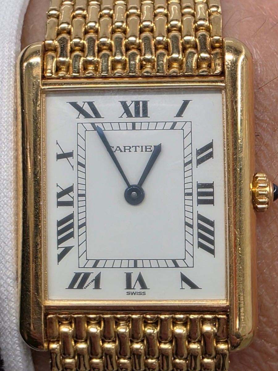 Rare & Iconic: Cartier Tank Louis Cartier "grain De Riz" - 18k Yellow Gold-photo-4