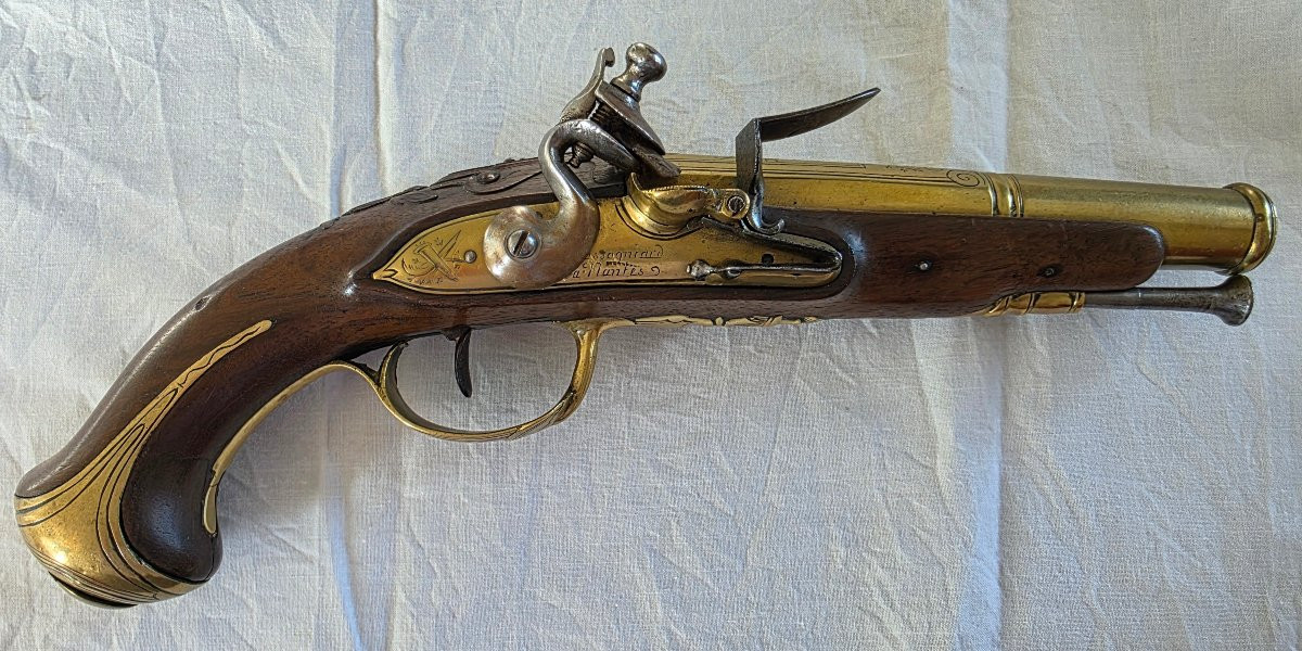 Pistolet d'Officier de Marine à Silex - Cassaignard à Nantes - Fin XVIIIe-photo-2